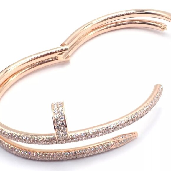 Cartier Juste un Clou Nail 18k Rose Gold Diamond Bangle Bracelet Size 16 Paper - Picture 9 of 13